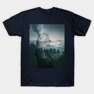 stirred mountains double exposure T-Shirt